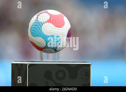 Brighton and Hove, UK. 11th July, 2022. The official Women's Euro 2022 ball during the UEFA Women's European Championship 2022 match at the AMEX Stadium, Brighton and Hove. Picture credit should read: Paul Terry/Sportimage Credit: Sportimage/Alamy Live News Stock Photo