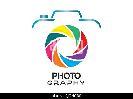 Illustration art of a camera logo with isolated background Stock Vector