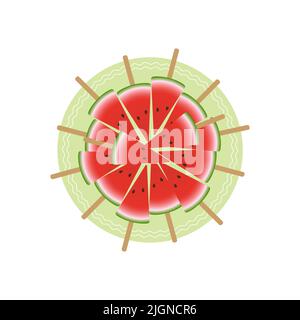 Watermelon , piece of watermelon on stick. Vector illustration Stock Vector