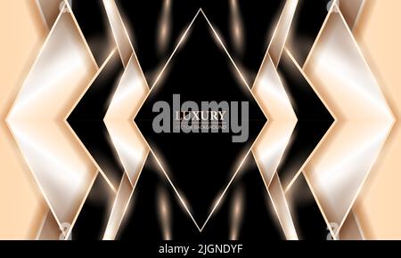 Rose gold and black luxury abstract background with elegant rhombus shape frame and light effects. Vector illustration Stock Vector