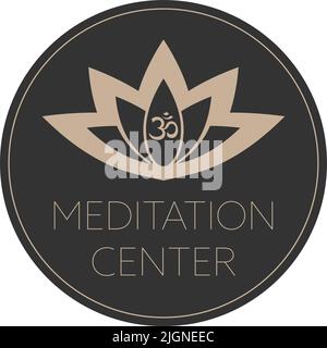 round meditation center sign or logo isolated on white background, vector illustration Stock Vector