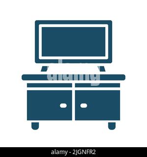 High quality dark blue flat tv unit icon. Pictogram, icon set, illustration. Useful for web site, banner, greeting cards, apps and social media posts. Stock Photo