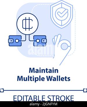 Maintain multiple wallets light blue concept icon Stock Vector