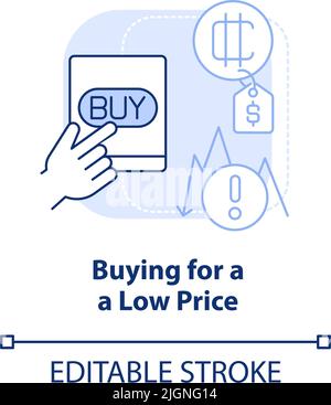 Buying for low price light blue concept icon Stock Vector