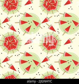 Seamless watermelons pattern. Vector background. Vector illustration Stock Vector