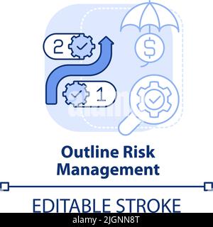 Outline risk management light blue concept icon Stock Vector
