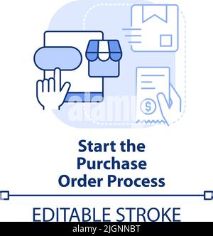 Start purchase order process light blue concept icon Stock Vector