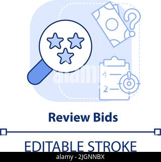 Review bids light blue concept icon Stock Vector