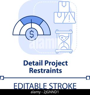 Detail project restraints light blue concept icon Stock Vector