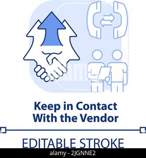 Keep in contact with vendor light blue concept icon Stock Vector