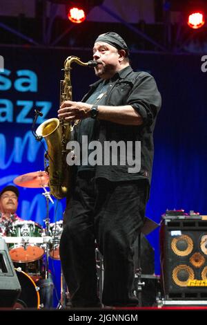 Concert of Iiconic guitarist MIKE STERN and the leggend of drums DENNIS CHAMBERS at Casa del jazz in Rome on 10.07.2022 for the Roma Summer Fest. Othe Stock Photo