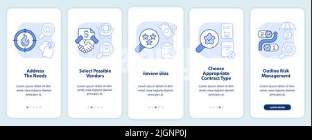 Steps of procurement process onboarding mobile app screen Stock Vector ...