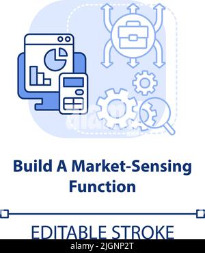 Build market sensing function light blue concept icon Stock Vector