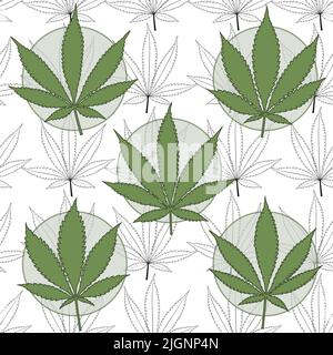 Marijuana badges with marijuana leaves background. Stock Vector