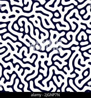 Turing reaction diffusion monochrome seamless pattern made via morphogenesis. Natural background with organic structures. Vector illustration of chemi Stock Vector