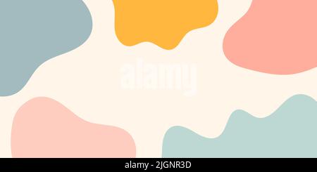 Abstract pastel colored curve flow shapes in beige background. Vector design layout for banners presentations, flyers, posters, landing page and Stock Vector