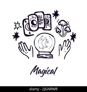 Magical Doodle Postcard Stock Vector