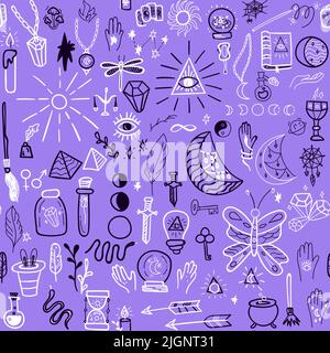 Mystery Doodle Seamless Pattern Stock Vector