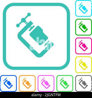 Folder compression solid vivid colored flat icons in curved borders on white background Stock Vector