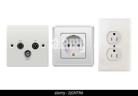Vector sockets isolated on white background. This is EPS10 illustration. All elements easily editable Stock Vector