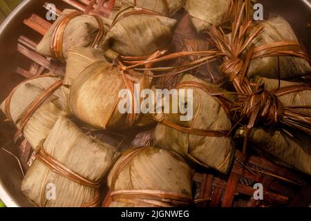 Steamed Rice Dumpling in Lotus Leaf, Hong Kong, China, South East Asia, Stock Photo