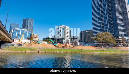 Early earthworks have begun on the site of the new Powerhouse Parramatta, $915 million museum project for the western Sydney city of Parramatta, Aust. Stock Photo
