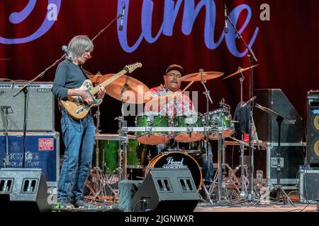 Concert of Iiconic guitarist MIKE STERN and the leggend of drums DENNIS CHAMBERS at Casa del jazz in Rome on 10.07.2022 for the Roma Summer Fest. Other band members: BOB FRANCESCHINI sax tenore and CHRIS MINH DOKY bass Stock Photo