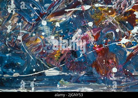 Blue ocean Abstract background with impasto textures. Spots of oil paint. Brushstrokes of paint. Modern art. Contemporary art. Stock Photo