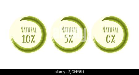 Natural Eco friendly stamp icons. Vector illustration with green circle authors brush, organic. Eco friendly sticker. Vector illustration Stock Vector