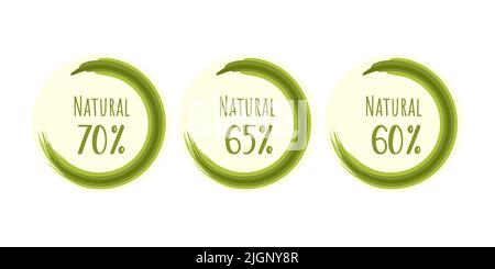 Natural Eco friendly stamp icons. Vector illustration with green circle authors brush, organic. Eco friendly sticker. Vector illustration Stock Vector