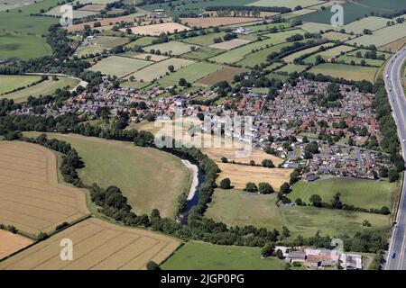 aerial view of Brompton on Swale village, North Yorkshire Stock Photo