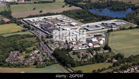 aerial view of HM Prison Frankland & Long Newton Prison, County Durham, UK Stock Photo