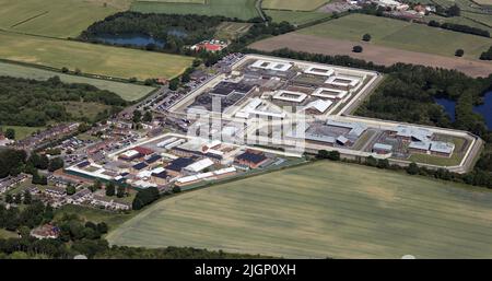 aerial view of HM Prison Frankland & Long Newton Prison, County Durham, UK Stock Photo