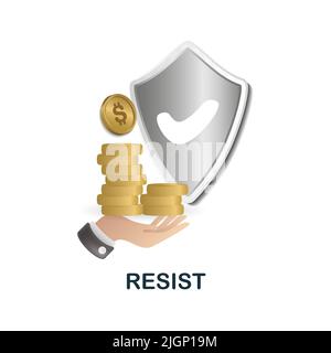 Resist icon in 3d. Colored illustration from corruption collection. Creative Resist icon for web design, templates, infographics and more Stock Vector
