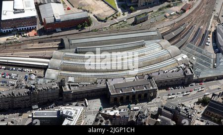 aerial view of Newcastle Train station Stock Photo