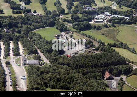 aerial view of part of The Beamish Museum, near Stanley, County Durham, UK Stock Photo