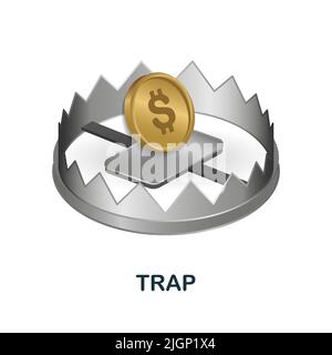 Trap icon in 3d. Colored illustration from corruption collection. Creative Trap icon for web design, templates, infographics and more Stock Vector