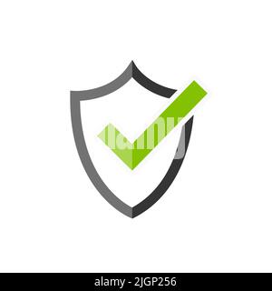 Tick mark approved icon vector with shield isolated on white background, vector Illustration Stock Vector