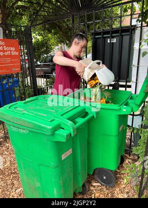 Compost Drop Off Compost drop-off site at a community garden in Brooklyn, New York Stock ...