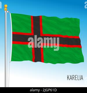 Karelia territory flag, north europe, vector illustration Stock Vector
