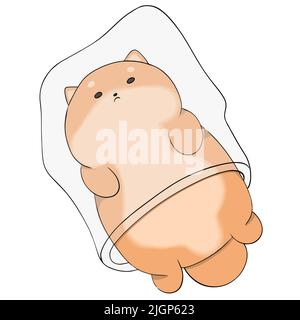 The cat climbed into a plastic bag and lies resting Stock Vector