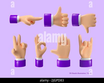3d hands icon set. Stock Vector
