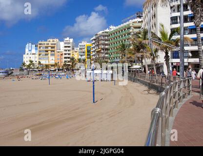 Promenade at Playa de las Canteras, Las Palmas, Grand Canary, Canary islands, Spain, Europe Stock Photo