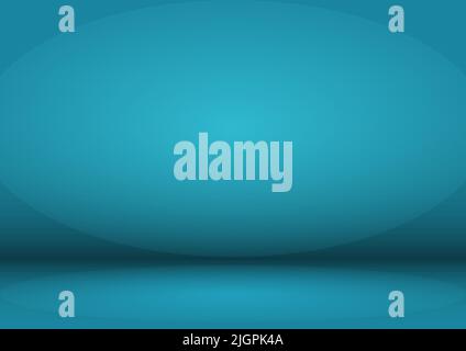 Blank blue Studio background with vignette. The blue background is illuminated by a light source. Stock Vector