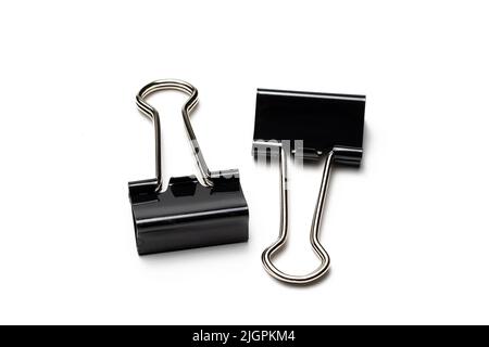 Binder clips on white background Stock Photo