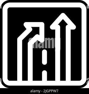 Traffic signs end of additional lane icon . Stock Vector