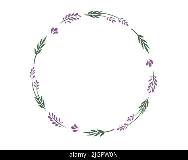 Round Frame floral design concept of lavender bouquet - Vector illustration for greeting cards and invitations. Stock Vector