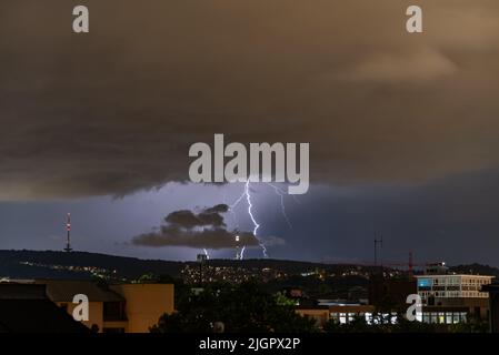 Thunder and Lightning in Stuttgart Stock Photo
