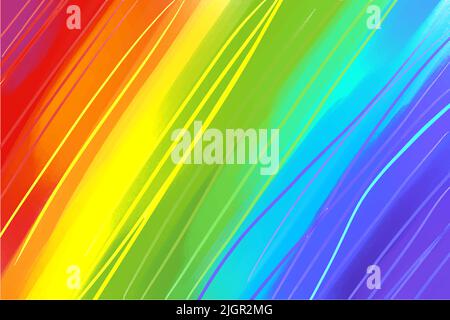 Acrylic background, in the colors of the rainbow, multicolored, with pronounced strokes of paint, stripes and lines of color, art, colorful vector ill Stock Vector