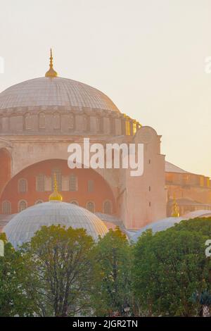 Hagia Sophia Grand Mosque at Sunrise,  Istanbul, Turkey, Western Asia Stock Photo
